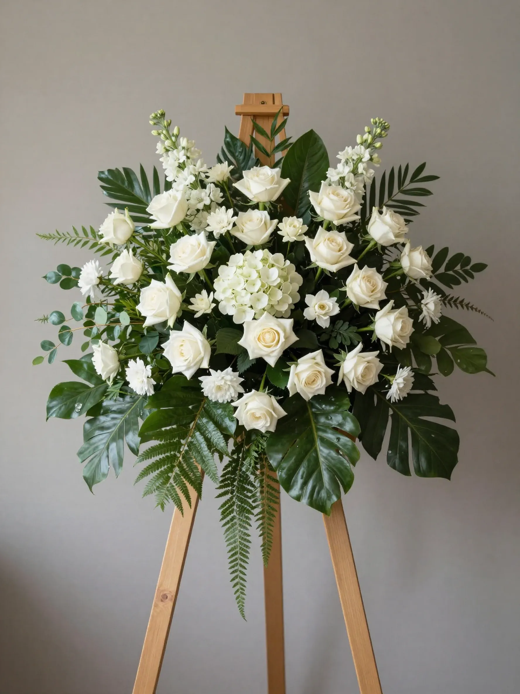 Elegant sympathy floral arrangement by Harmony House in-house florist
